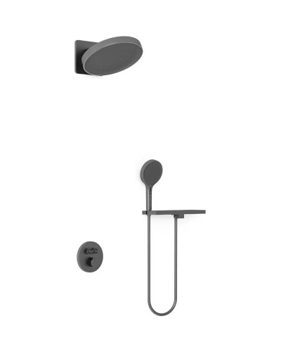 Душевой комплект Vincea Inspire VSFW-3I22MT3RGM 300 мм, с термостатом, вороненая сталь