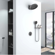 Душевой комплект Vincea Inspire VSFW-3I22MT3RGM 300 мм, с термостатом, вороненая сталь