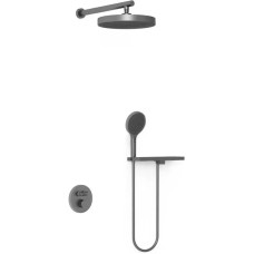 Душевой комплект Vincea Inspire VSFW-3I22MT2RGM 300 мм, с термостатом, вороненая сталь