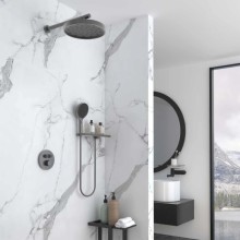 Душевой комплект Vincea Inspire VSFW-3I22MT2RGM 300 мм, с термостатом, вороненая сталь