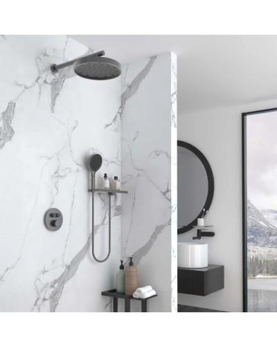 Душевой комплект Vincea Inspire VSFW-3I22MT2RGM 300 мм, с термостатом, вороненая сталь
