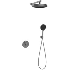 Душевой комплект Vincea Inspire VSFW-3I22MT2GM 300 мм, с термостатом, вороненая сталь