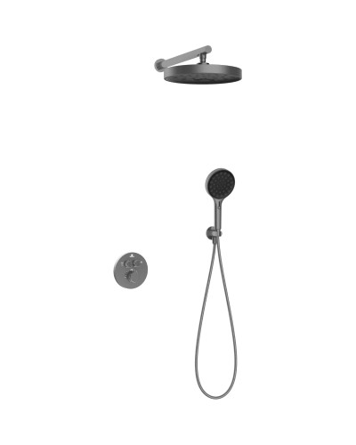 Душевой комплект Vincea Inspire VSFW-3I22MT2GM 300 мм, с термостатом, вороненая сталь