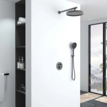 Душевой комплект Vincea Inspire VSFW-3I22MT2GM 300 мм, с термостатом, вороненая сталь