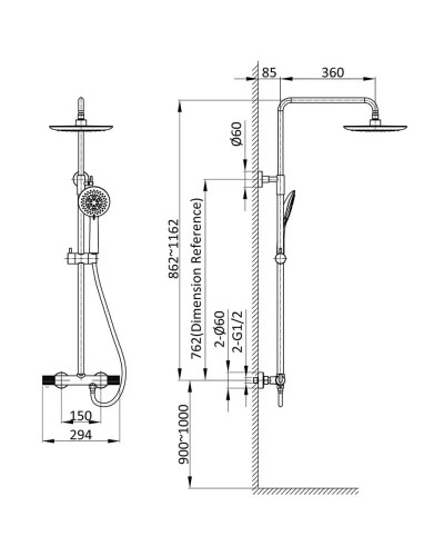 Душевая система Vincea Desire VSFS-1D0TBG 250 мм, с термостатом, золотой матовый