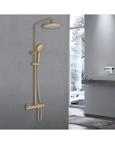 Душевая система Vincea Desire VSFS-1D0TBG 250 мм, с термостатом, золотой матовый