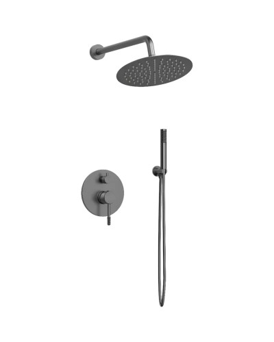 Душевой комплект Vincea Desire VSFW-1D1GM 255 мм, со смесителем, вороненая сталь