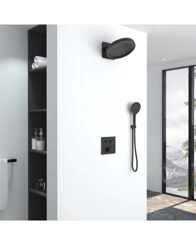 Душевой комплект Vincea VSFW-421I3MB 300 мм, со смесителем, черный матовый