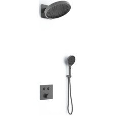 Душевой комплект Vincea VSFW-421I3GM 300 мм, со смесителем, вороненая сталь