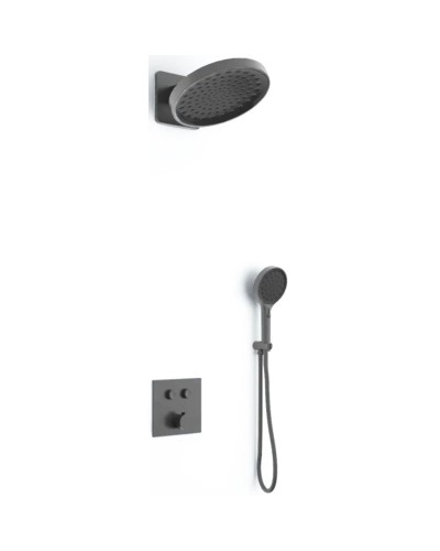 Душевой комплект Vincea VSFW-421I3GM 300 мм, со смесителем, вороненая сталь