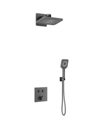 Душевой комплект Vincea VSFW-421I4GM 320x200 мм, со смесителем, вороненая сталь