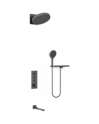 Душевой комплект Vincea VSFW-433TI3RGM 300 мм, с термостатом, вороненая сталь
