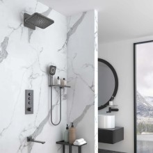 Душевой комплект Vincea VSFW-433TI4RGM 320x200 мм, со смесителем, вороненая сталь