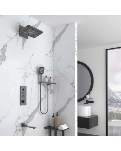 Душевой комплект Vincea VSFW-433TI4RGM 320x200 мм, со смесителем, вороненая сталь