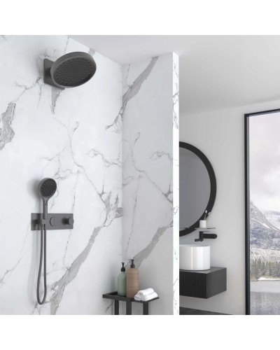 Душевой комплект Vincea VSFW-422TI3GM 300 мм, с термостатом, вороненая сталь