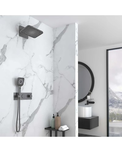 Душевой комплект Vincea VSFW-422TI4GM 320x200 мм, со смесителем, вороненая сталь