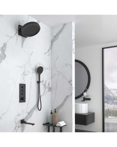 Душевой комплект Vincea VSFW-433TI3MB 300 мм, с термостатом, черный матовый