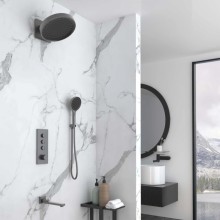 Душевой комплект Vincea VSFW-433TI3GM 300 мм, с термостатом, вороненая сталь