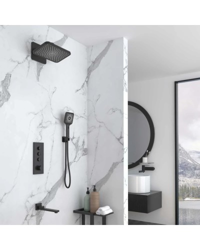 Душевой комплект Vincea VSFW-433TI4MB 320x200 мм, с термостатом, черный матовый