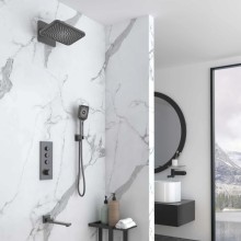 Душевой комплект Vincea VSFW-433TI4GM 320x200 мм, со смесителем, вороненая сталь