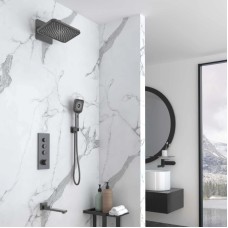 Душевой комплект Vincea VSFW-433TI4GM 320x200 мм, со смесителем, вороненая сталь