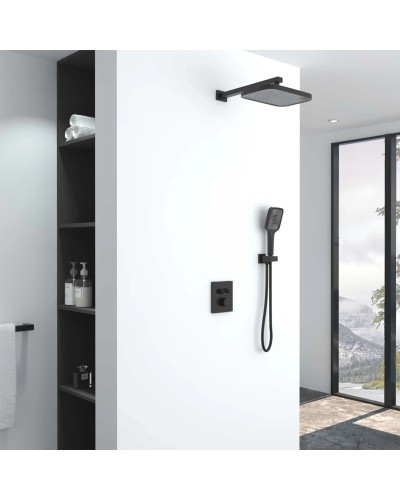 Душевой комплект Vincea VSFW-321MT1MB 315x210 мм, с термостатом, черный матовый