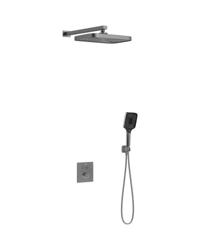 Душевой комплект Vincea VSFW-321MT1GM 315x210 мм, с термостатом, вороненая сталь