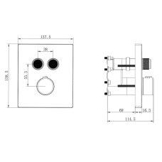 Душевой комплект Vincea VSFW-321MT1GM 315x210 мм, с термостатом, вороненая сталь