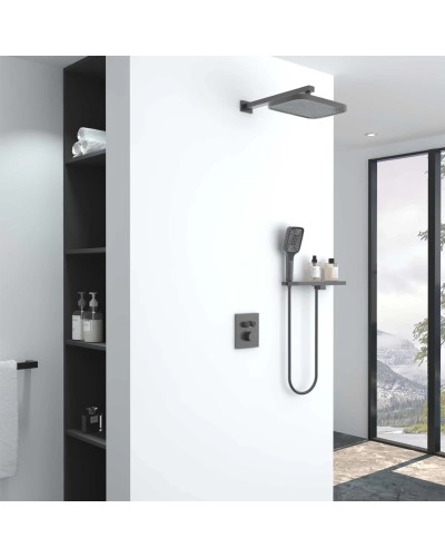 Душевой комплект Vincea VSFW-321MT1RGM 315x210 мм, с термостатом, вороненая сталь