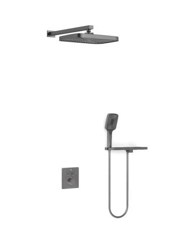Душевой комплект Vincea VSFW-321MT1RGM 315x210 мм, с термостатом, вороненая сталь