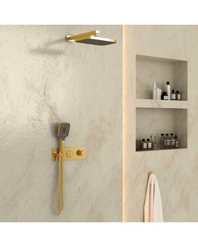 Душевой комплект Vincea VSFW-422T1BG 315x210 мм, с термостатом, золотой матовый