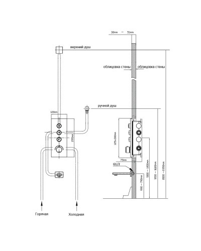 Душевой комплект Vincea VSFW-433T1BG 315x210 мм, с термостатом, золотой матовый