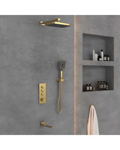 Душевой комплект Vincea VSFW-433T1BG 315x210 мм, с термостатом, золотой матовый