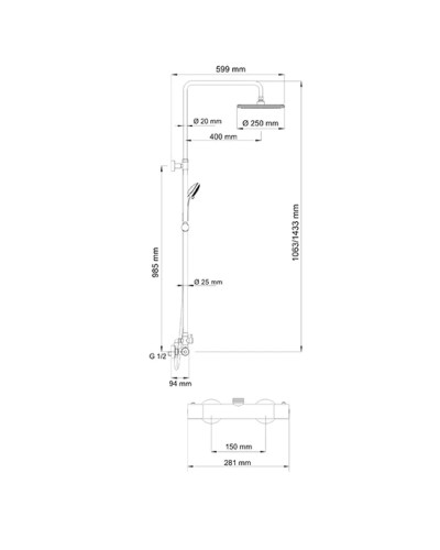 Термостатическая душевая система WasserKRAFT Thermo А13302