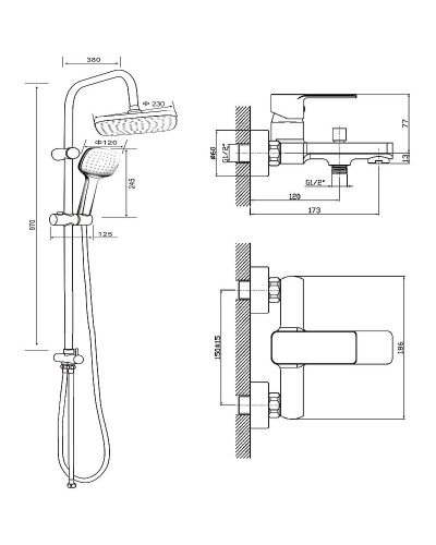 Душевая система Orange Plito M16-933cr Хром