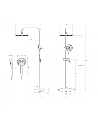 Душевая стойка со смесителем, верхним и ручным душем CEZARES RELAX-CD-BORO