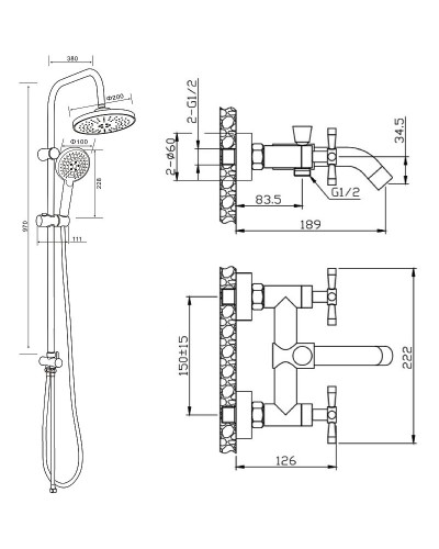 Душевая система Orange Mia M34-933b Черная