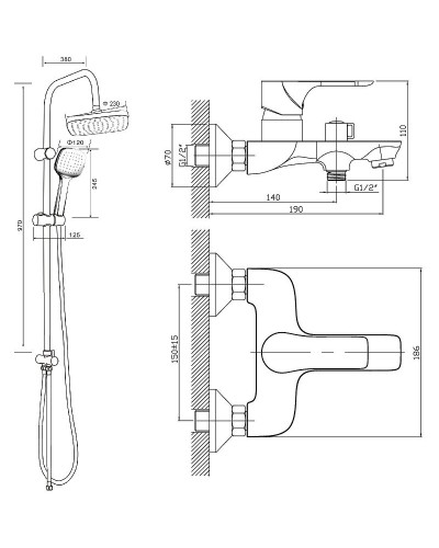 Душевая система Orange Aristo M19-944b Черная