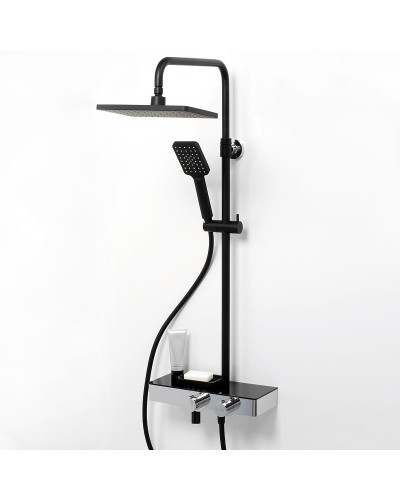 Душевая система WasserKRAFT Thermo A11401 с термостатом Черная матовая Хром