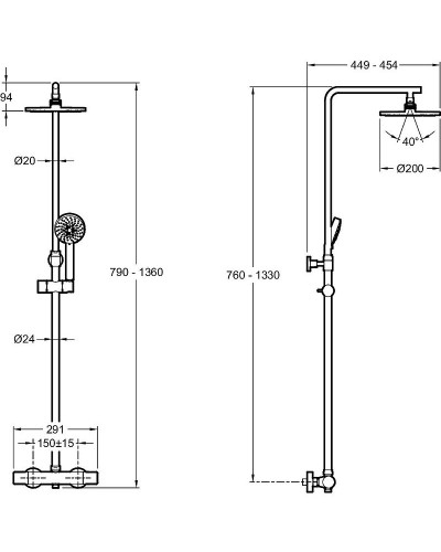 Душевая система Jacob Delafon Brive E24322-CP с термостатом Хром