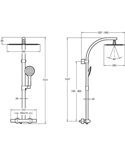 Душевая система Jacob Delafon Talan E20642RU-CP с термостатом Хром