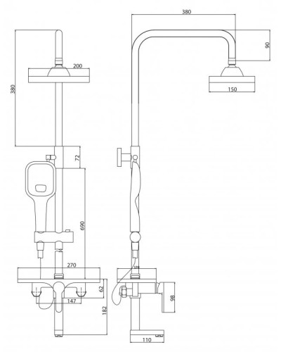 Душевая система BelBagno Rowena ROW-DOCM-CRM