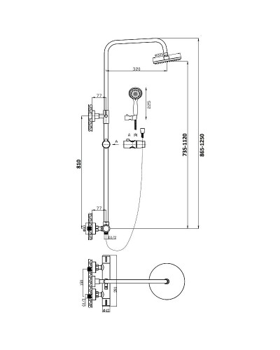 Душевая система Orange T02S3-912b Черный