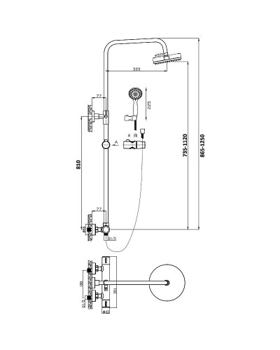 Душевая система Orange T02S3-912cr Хром