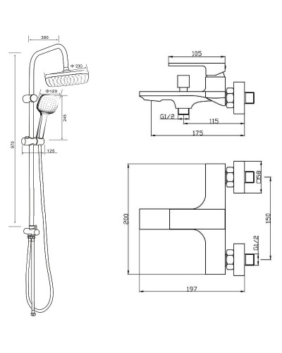 Душевая система Orange M04-944b Черная