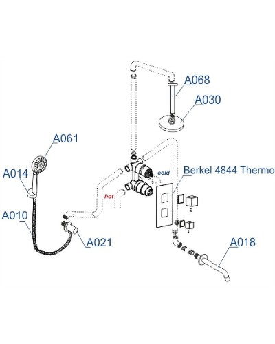 Душевая система WasserKRAFT Berkel A174868 Thermo с термостатом Хром