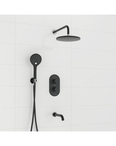 Душевая система WasserKRAFT Elbe A177477 с термостатом Черная матовая