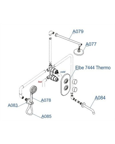 Душевая система WasserKRAFT Elbe A177477 с термостатом Черная матовая