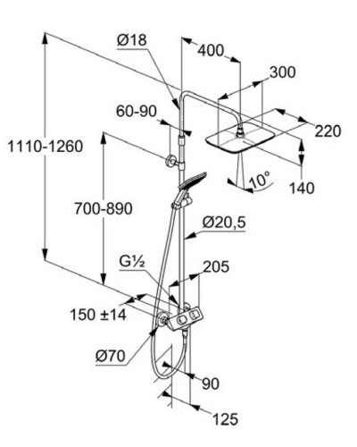 Душевая система Kludi Cockpit Explorer 8005005-00 с термостатом Хром