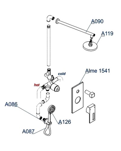 Душевая система WasserKRAFT Alme A16590 Хром